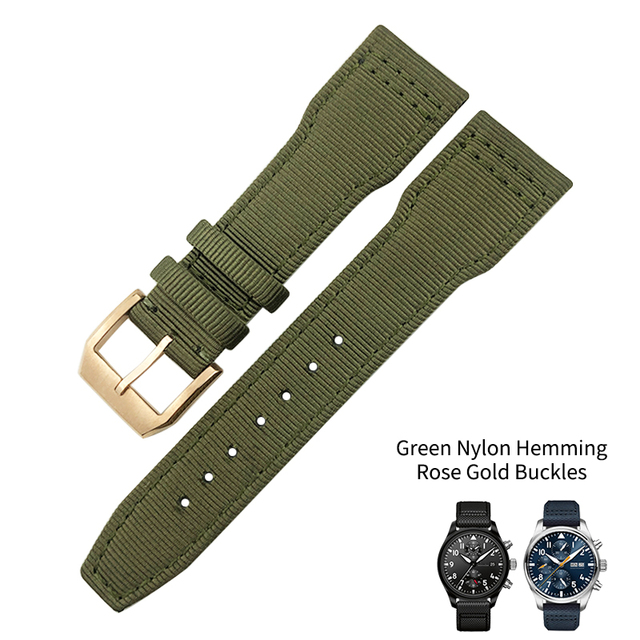 20mm 21mm 22mm Nylon Fabric Genuine Leather Watch Band Fit For IWC Watches Spitfire Pilot Mark 18 Top Gun Strap Pin Buckle