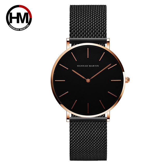 Japan Quartz Movement High Quality 36mm Hana Martin Women Stainless Steel Mesh Rose Gold Waterproof Ladies Watch Dropshipping