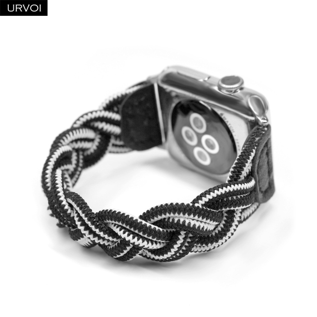 URVOI مضفر الفرقة ل أبل سلسلة ساعة 7 6 SE 5 4 3 2 المنسوجة النايلون حزام ل iWatch سولو حلقة لمط استبدال 41 45 مللي متر