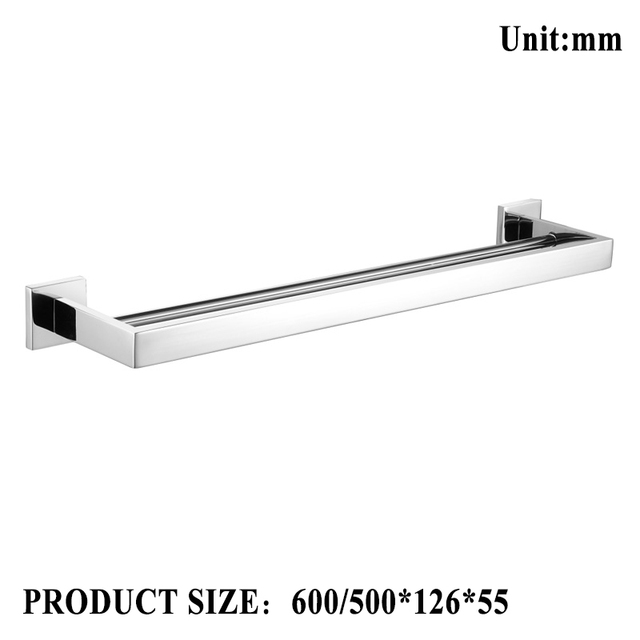 Chrome Polished Double Towel Bars Bathroom Towel Hanger Stainless Steel Bathroom Accessories Soap Dish Toilet Brush Holder