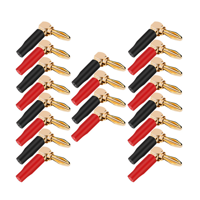 20pcs/10pairs Nakamichi Banana Plug 24K Gold Plated 4mm Banana Connector With Screw Lock For Audio Jack Speaker Plugs Black And Red