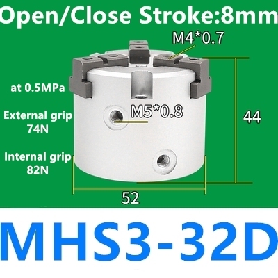 MHS2 MHS3 MHS4 Air Parallel Finger Clutch SameAsSMC Bore 16D/20D/25D/32D/40D/50D mm Double Acting MHS2-16D MHS3-16D MHS4-16D