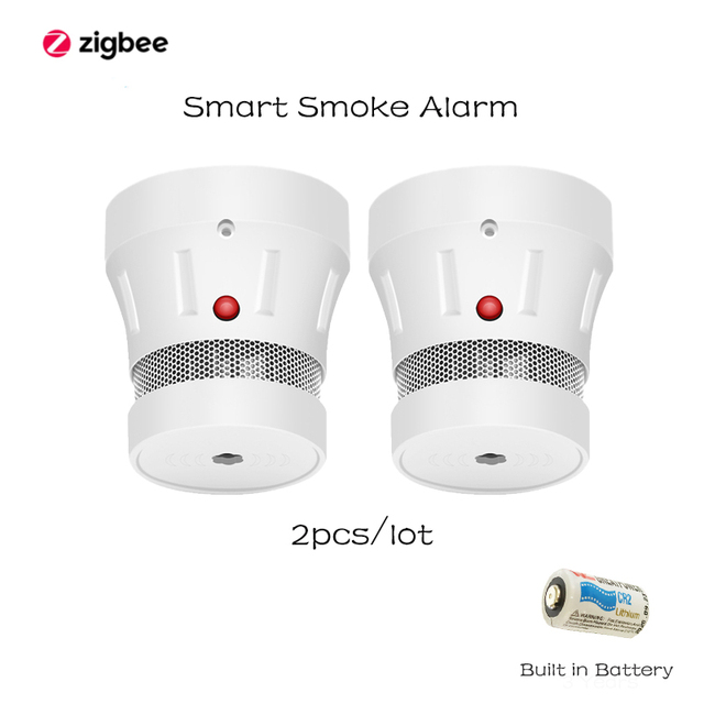 Zigbee smart smoke alarm safety protection wifi tuya sensitive control fire detector battery powered with sound and light alert