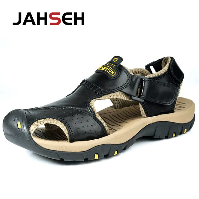 2022 New Genuine Leather Summer Casual Sandals Outdoor Walking Shoes Water Shoes Plus Size Beach Shoes Fashion Soft Slippers