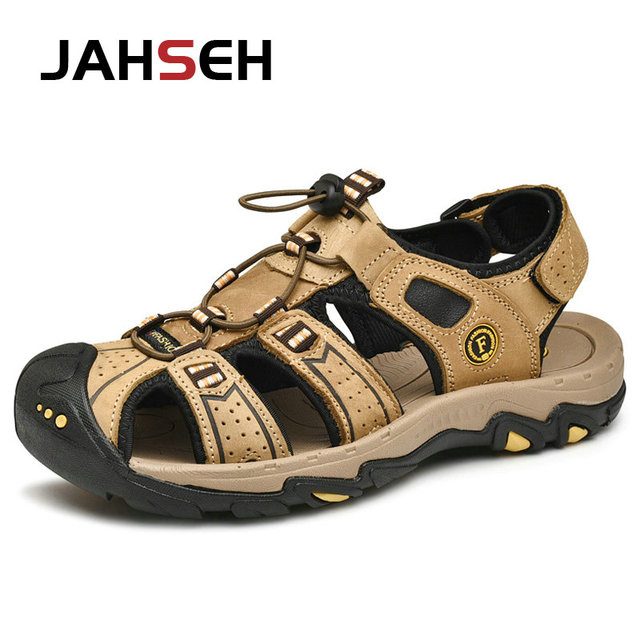 Summer New Outdoor Genuine Leather Men's Casual Sandals High Quality Brand Beach Shoes Fashion Water Shoes Walking Footwear