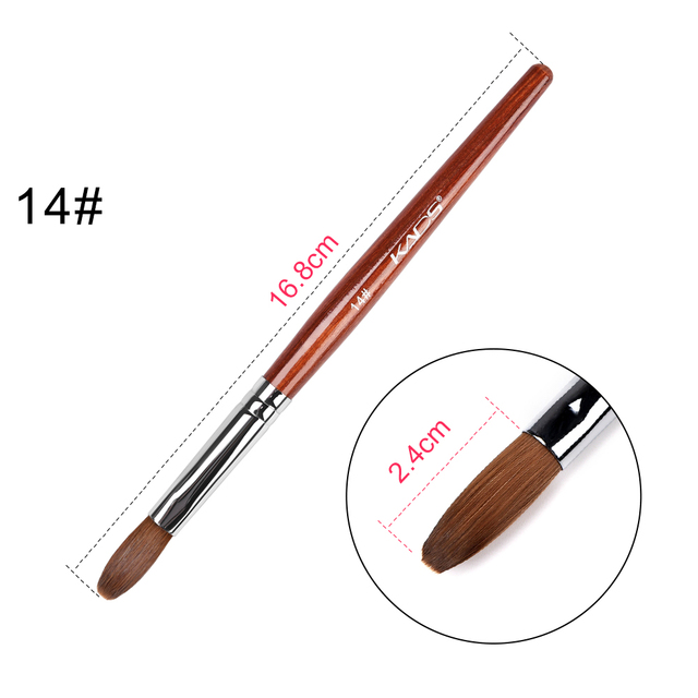 KADS Acrylic Nail Brush Curly Kolinsky Sable UV Nail Art Gel Extension Brush Manicure Flat Round Brush Red Wood Nail Brush