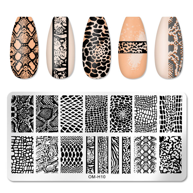 Nail Stamping Plates Natural Animal Snake Scale Flower Grass Tree Theme Image Template Nail Art Template Decoration 42 Designs