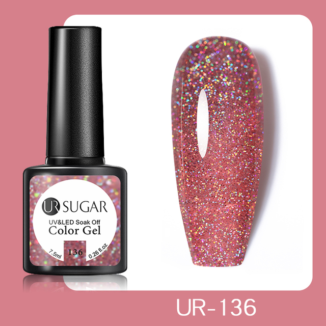 UR SUGAR 7.5ml Glitter UV Gel Polish Bling Sequins Rose Gold Silver Soak Off Manicure Nail UV Gel Polish Lacquer Base