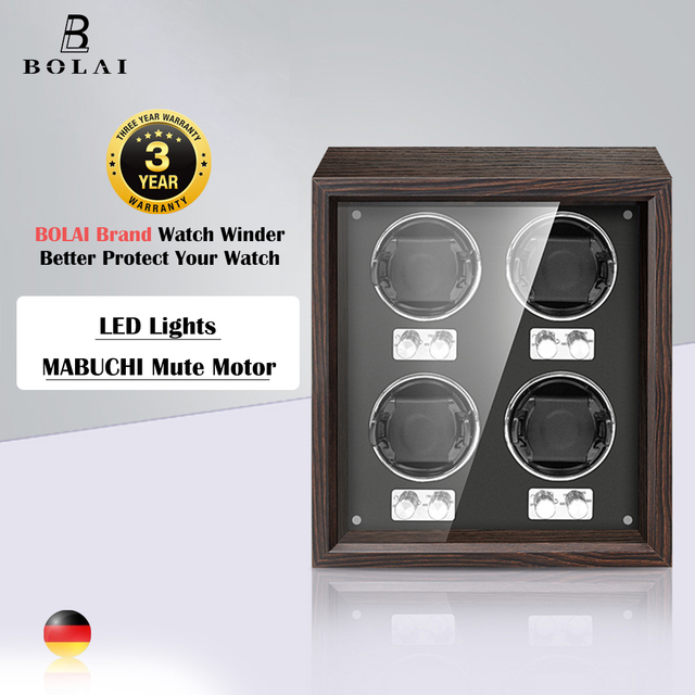 BOLAI luxury brand watch winder wood high-end 2 4 slot automatic watches box with Mabuchi motor watch cabinet watch storage box