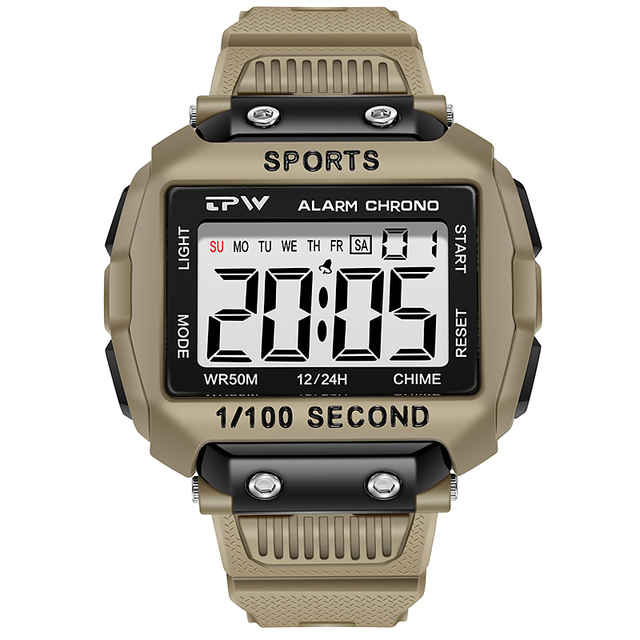 Super scratch resistant easy to read 50m outdoor sports waterproof digital watch