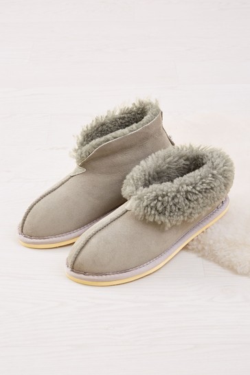 Celtic & Co. Ladies Grey Sheepskin Bootee Slippers