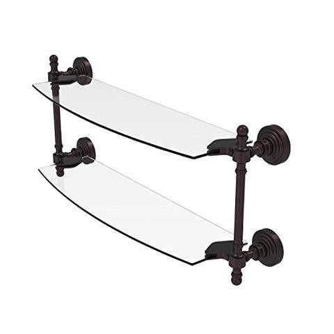 Allied Precision Industries Allied Brass Rw-34/18 Retro Wave Collection 18 Inch Two Tiered Glass Shelf, Antique Bronze