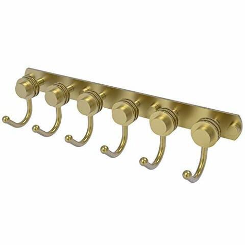 Allied Brass 920D-6 Mercury Collection 6 Position Tie And Belt Rack With Dotted Accent Decorative Hook, Satin Brass