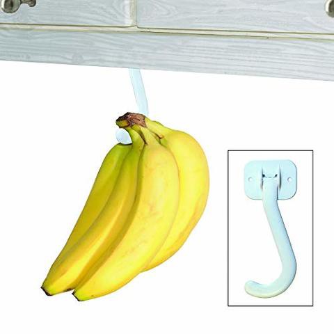 Gadjit Banana Hook Hanger Under Cabinet Hook Ripens Bananas With Less Bruises | Hang Other Lightweight Kitchen Items, Folds Up Out Of Sight