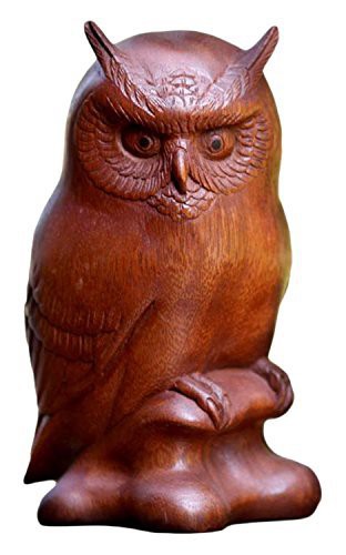 Novica Brown Good Fortune Suar Wood Sculpture, 7.75&quot; Tall &#39;Crested Owl&#39;