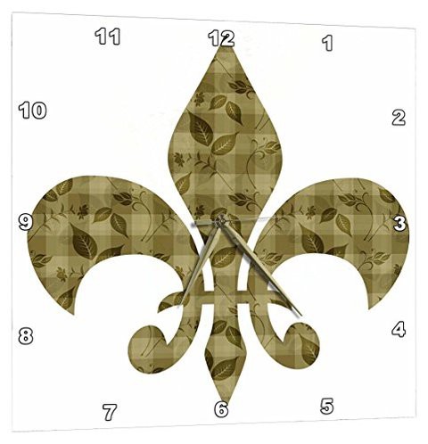 3Drose Gold Floral And Leaves French Fleur De Lis - Wall Clock, 13 By 13-Inch (Dpp_123319_2)