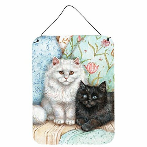 Caroline&#39;s Treasures Cdco0510Ds1216 A Black Cat And A White Cat Wall Or Door Hanging Prints, 12X16, Multicolor