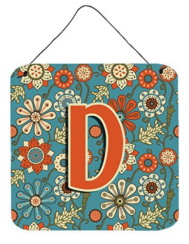 Caroline&#39;s Treasures Cj2012-Dds66 Letter D Flowers Retro Blue Wall Or Door Hanging Prints, 6X6, Multicolor