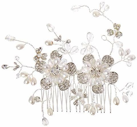 Generic Charm Rhinestone Pearl Floral Crystal Bridal Hair Comb