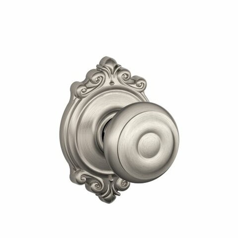 Schlage F10 Geo 619 Brk Brookshire Collection Georgian Passage Knob, Satin Nickel