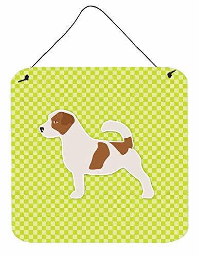 Caroline&#39;s Treasures Bb3807Ds66 Jack Russell Terrier Checkerboard Green Wall Or Door Hanging Prints, 6X6, Multicolor