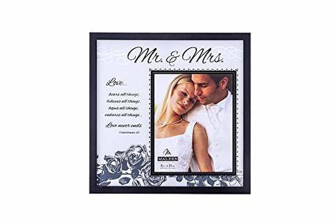 Malden International Designs Wedding Mr. And Mrs. Glass Floater Picture Frame, 8X10/16X16, Black