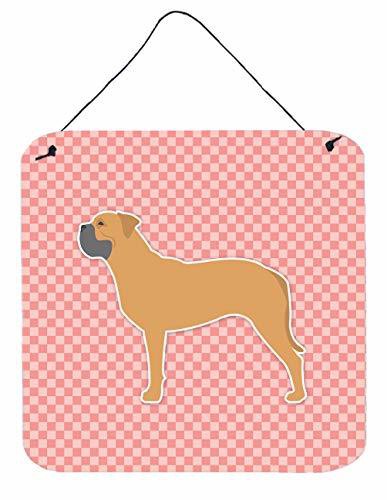 Caroline&#39;s Treasures Bb3671Ds66 Bullmastiff Checkerboard Pink Wall Or Door Hanging Prints, 6X6, Multicolor