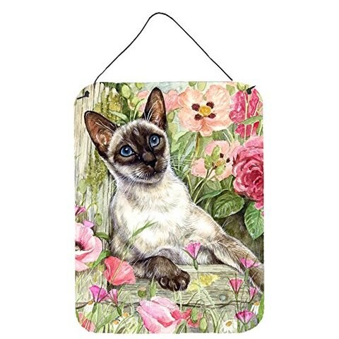 Caroline&#39;s Treasures Cdco0033Ds1216 Siamese Cat In The Roses Wall Or Door Hanging Prints, 12X16, Multicolor