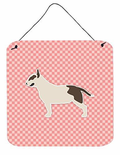 Caroline&#39;s Treasures Bb3678Ds66 Bull Terrier Checkerboard Pink Wall Or Door Hanging Prints, 6X6, Multicolor