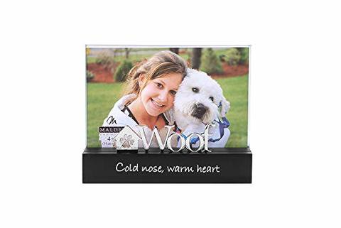 Malden International Designs Woof Black Wood Desktop Expression Picture Frame, 4X6, Black