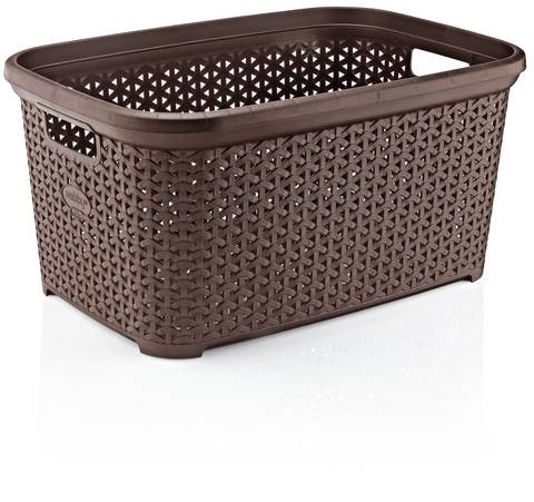 Hobby Life Laundry Basket Rattan Rectangle Design Chocolate 35 Ltrs.