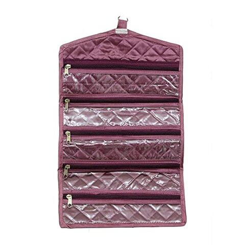 Kuber Industries Foldable Payal kit, Travelling Organiser in Quilted Satin Material (Purple) -KI3253