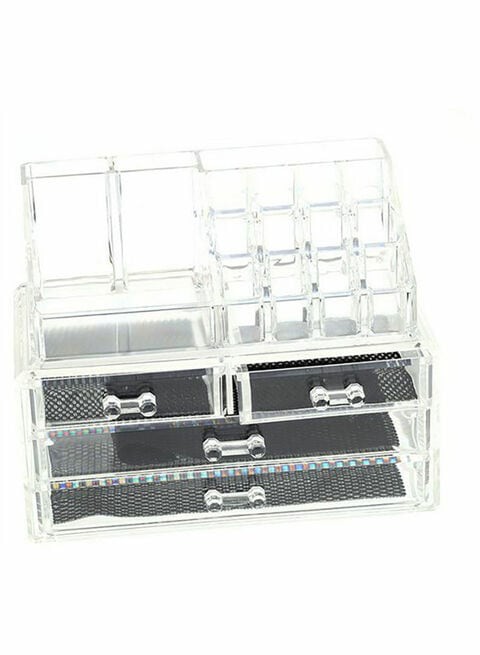 2-Piece Acrylic Jewelry And Cosmetic Storage Organizer Set Clear