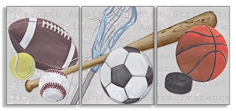 The Kids Room By Stupell Sports Balls 3-Pc Rectangle Wall Plaque Set, 11 X 0.5 X 15, Proudly Made In Usa