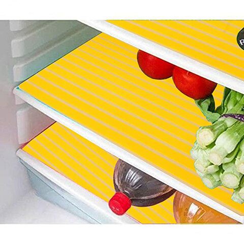 Kuber Industries 3 Piece Self Lining Design PVC Fridge Mat Set - 18&quot;x12&quot;, Yellow