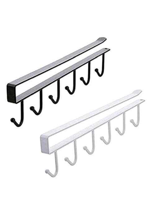 Generic 2-Piece Cupboard Hanging Hook Set Black/White