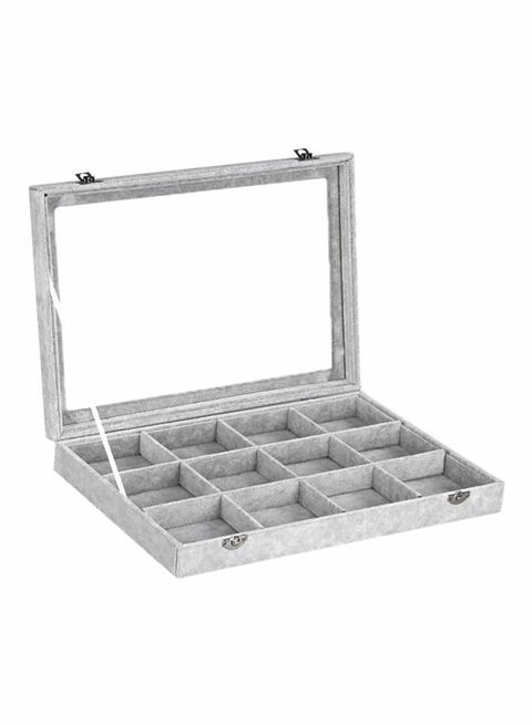 East Lady Velvet Jewelry Organizer Case Grey