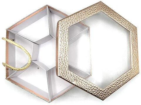 Generic Beautiful Hexagonal Chocolate Box -Rose Gold Colour- (28.5X6.2cm) (Pack Of 1 Unit)