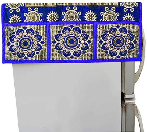 Kuber Industries Cotton Refrigerator Cover Set - Blue