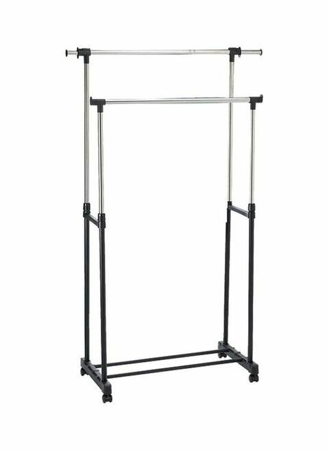 Extendable Double Garment Rack Black/Silver