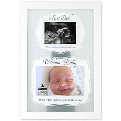 Malden International Designs First Peek Floater Picture Frame, 2 Option, 2-4X6, White