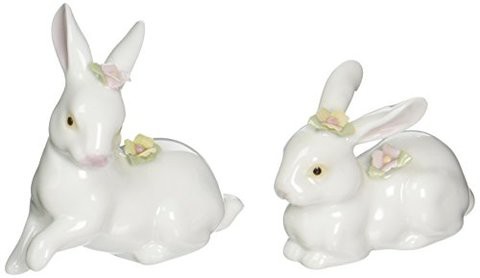 Unknown Cg 96180 Rabbits With Pink Noses And Pink And Green Flowers