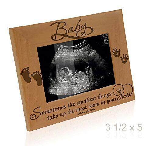 Kate Posh Baby Engraved Wood Picture Frame - Sometimes The Smallest Things Take Up The Most Room In Your Heart - Winnie The Pooh Sonogram Picture