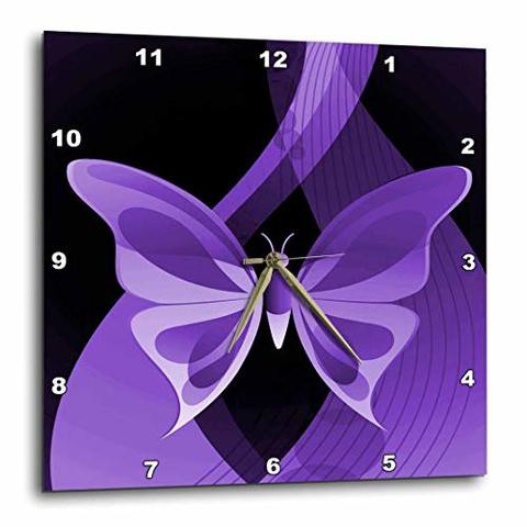 3Drose Dpp_101431_1 One Large Purple Butterfly On An Abstract Background Wall Clock, 10 By 10&quot;