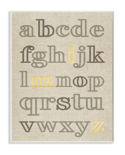 The Kids Room by Stupell Stupell Home D Cor Alphabet Neutrals With Gold Typography Wall Plaque Art, 10 X 0.5 X 15, Proudly Made In Usa