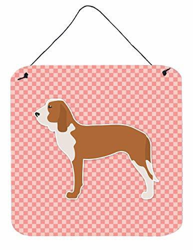 Caroline&#39;s Treasures Bb3591Ds66 Spanish Hound Checkerboard Pink Wall Or Door Hanging Prints, 6X6, Multicolor