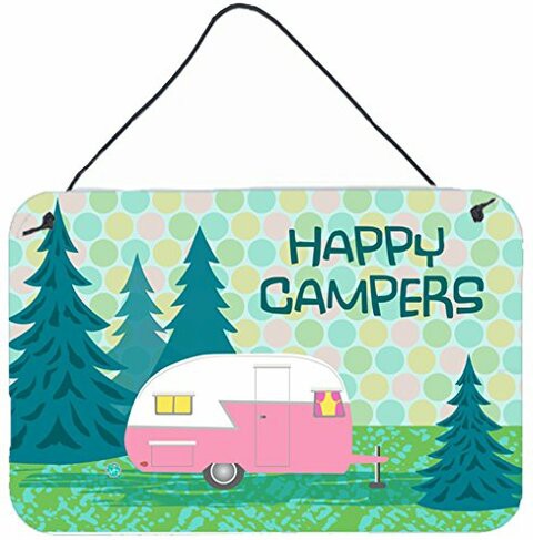 Caroline&#39;s Treasures Vha3004Ds812 Happy Campers Glamping Trailer Wall Or Door Hanging Prints, 8X12, Multicolor