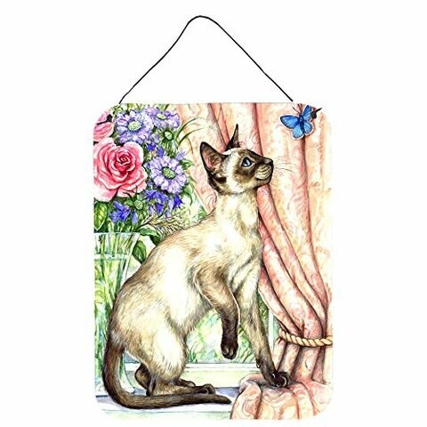 Caroline&#39;s Treasures Cdco0036Ds1216 Siamese Cat With Butterfly Wall Or Door Hanging Prints, 12X16, Multicolor