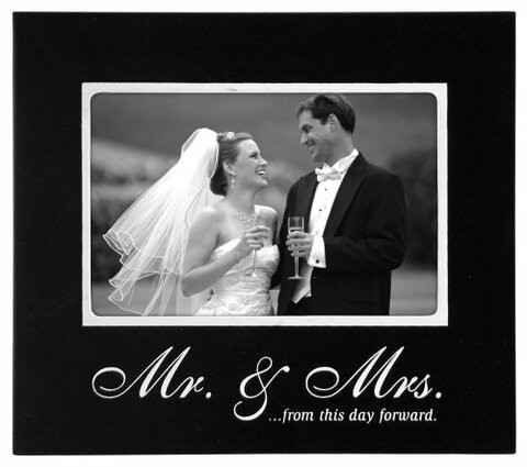 Malden International Designs Wedding &quot;Mr. And Mrs. Cursive&quot; Wooden Picture Frame, 4X6, Black