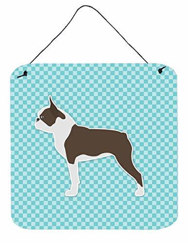 Caroline&#39;s Treasures Bb3744Ds66 Boston Terrier Checkerboard Blue Wall Or Door Hanging Prints, 6X6, Multicolor